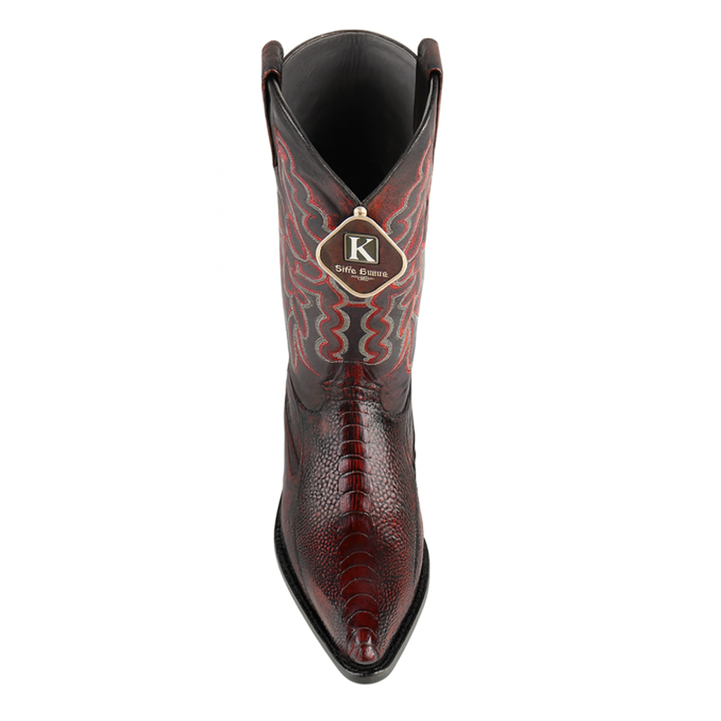 Mens King Exotic Ostrich Leg Boots Black Cherry (4980518) - 6 E
