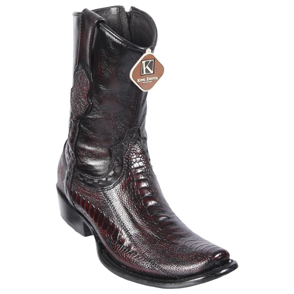Men's King Exotic Original Ostrich Leg Skin Dubai Style Short Boots 479B05 - 6
