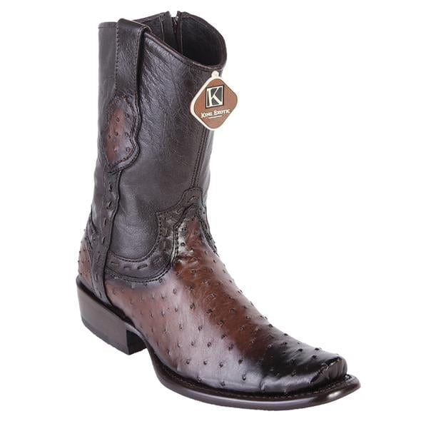 Men's King Exotic Original Ostrich Skin Dubai Style Short Boots 479B03 - 6