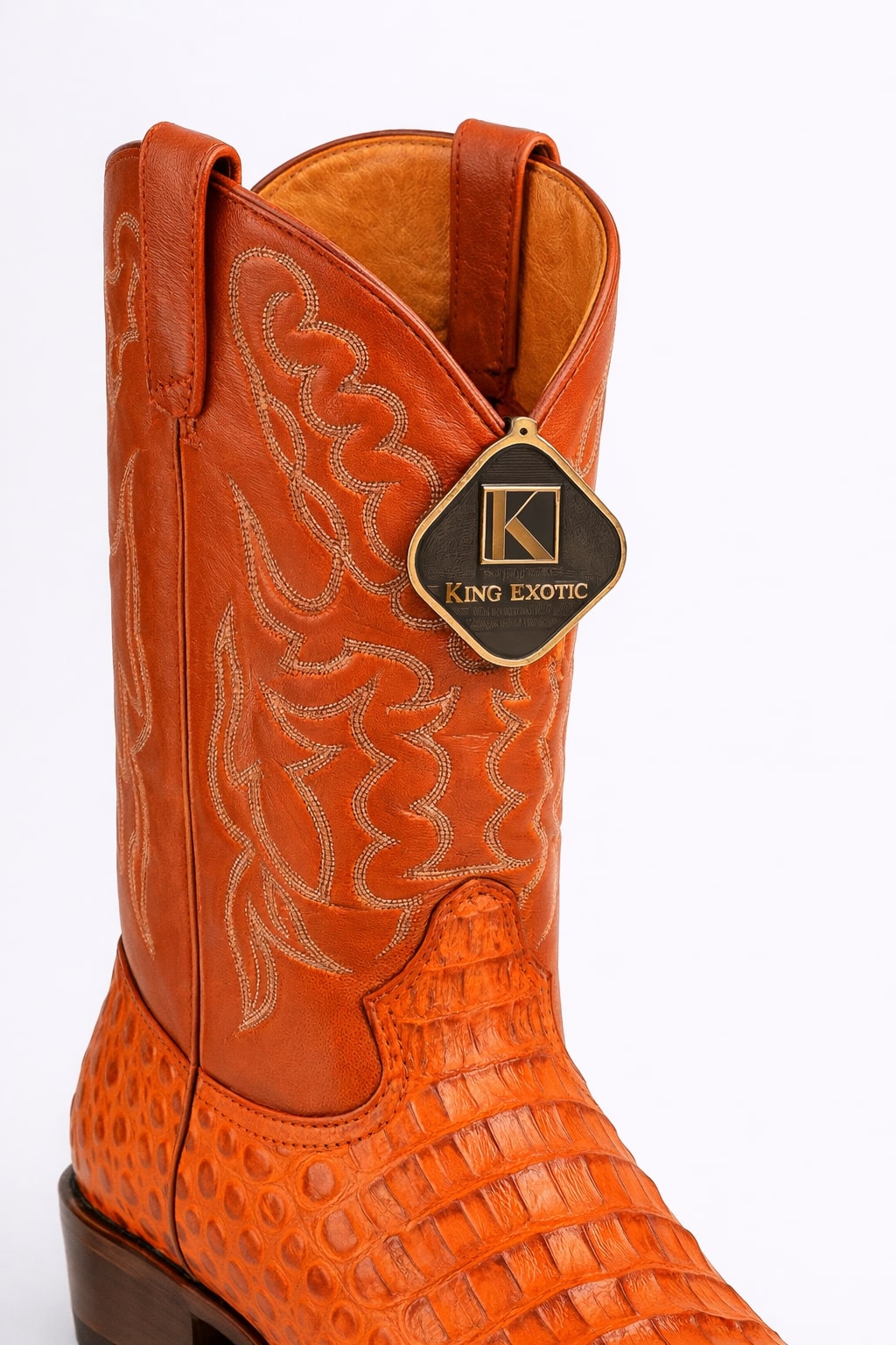 Mens King Exotic Caiman Hornback Cowboy Boots Cognac (4980203) - 6 EE