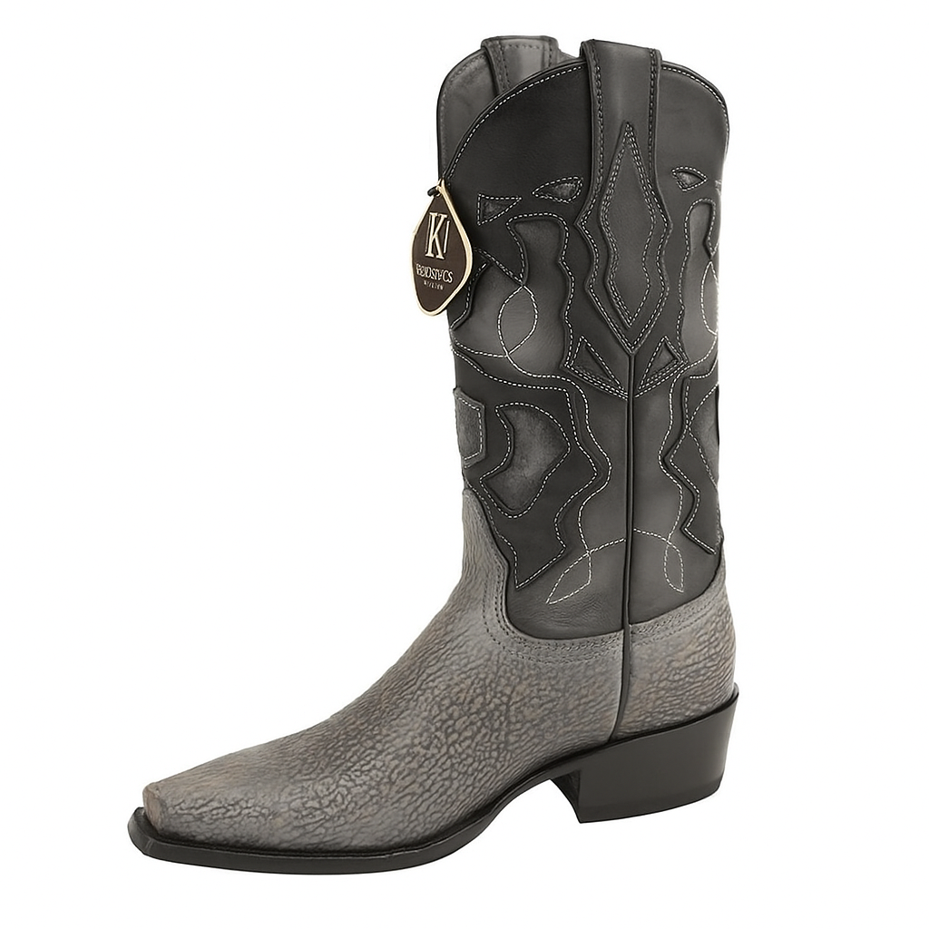 Men's King Exotic Snip Toe Sharkskin Boots Handcrafted Gray (494R0909) - 6 E
