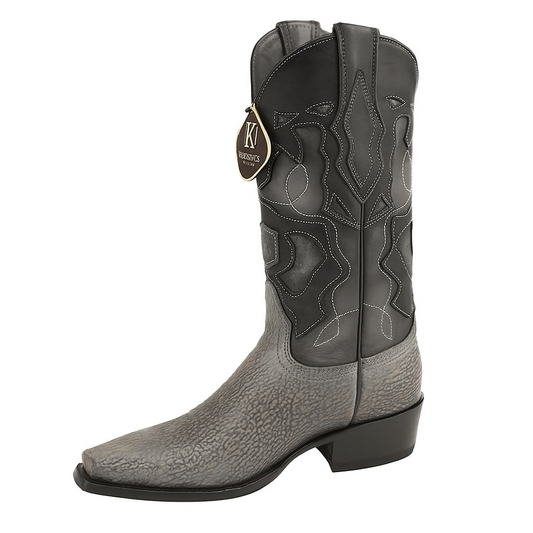 Men's King Exotic Snip Toe Sharkskin Boots Handcrafted Gray (494R0909)-New Designer Collection