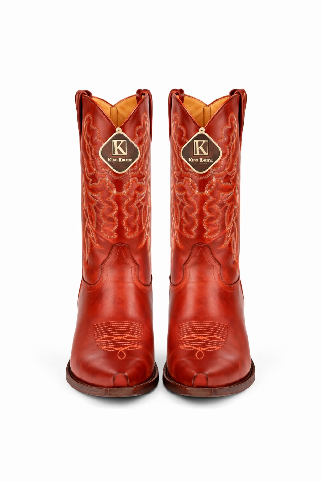 Men's King Exotic Snip Toe Pull Up Leather Boots Handmade Cognac (4943803)