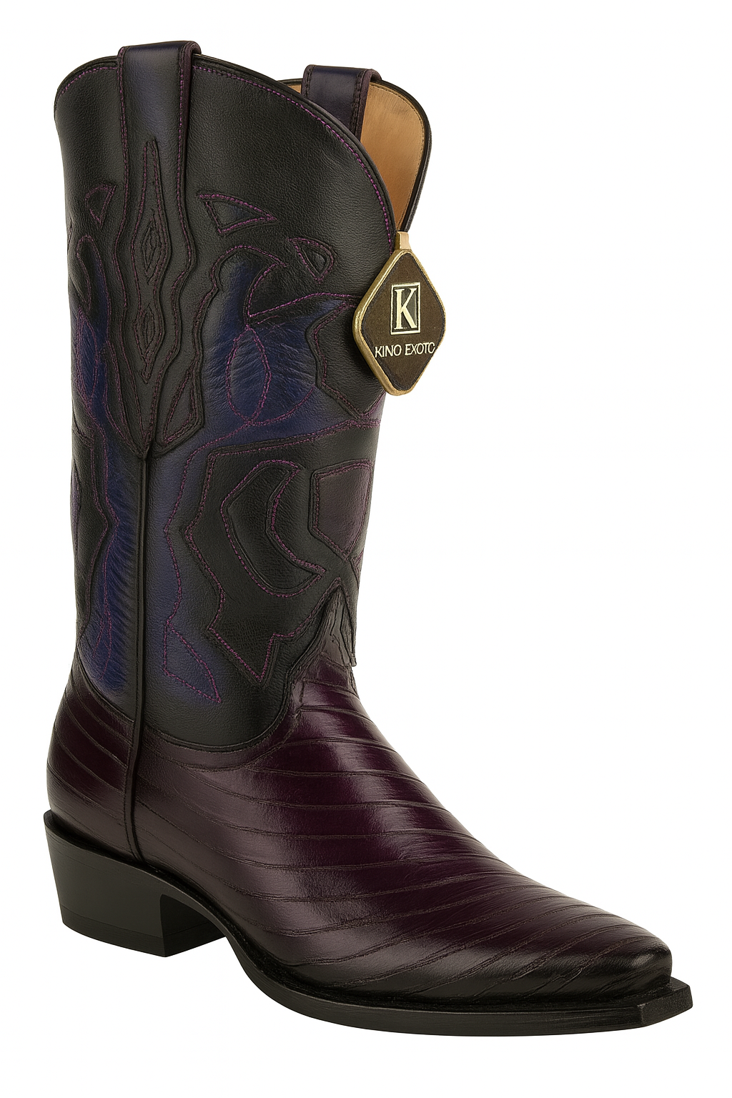 Men's King Exotic Snip Toe Eel Boots Handcrafted Burnished Purple (494RD0866) - 6 E