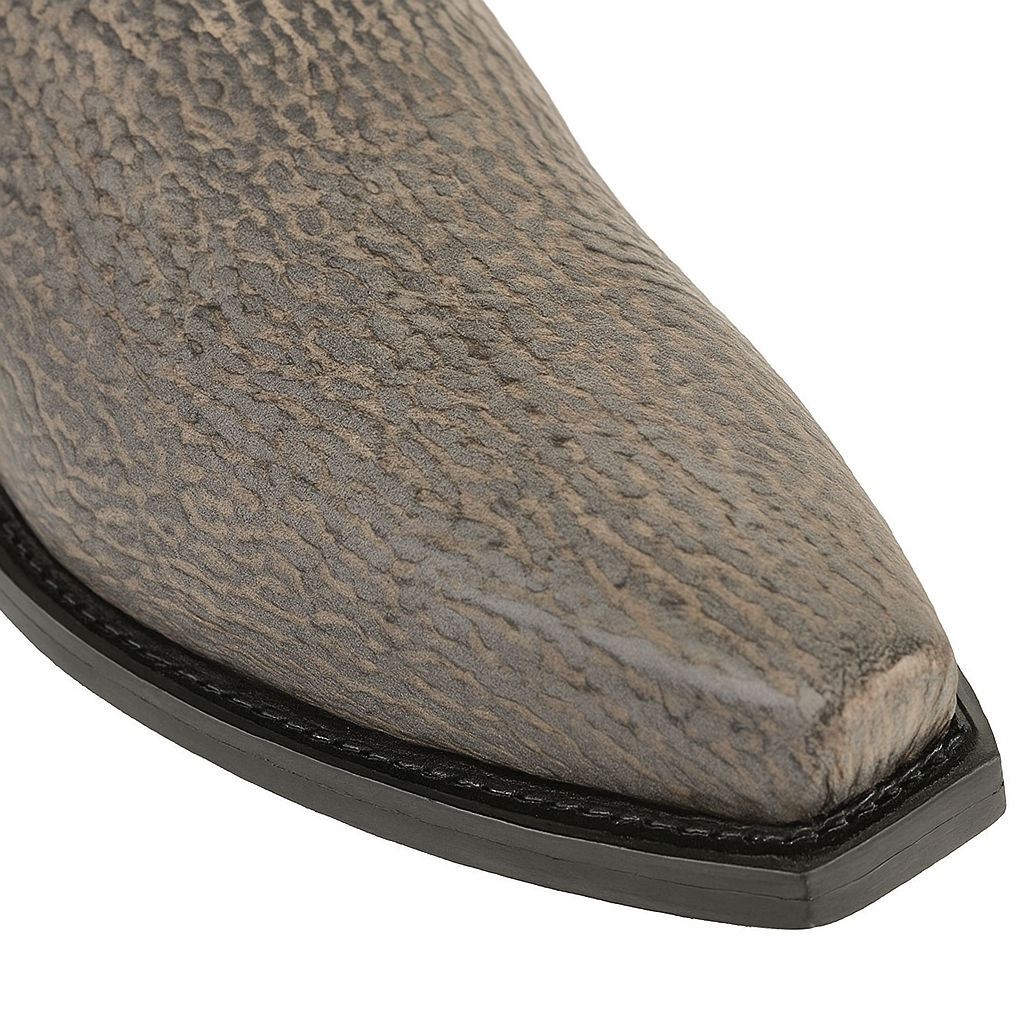Men's King Exotic Snip Toe Sharkskin Boots Handcrafted Gray (494R0909) - 6 E