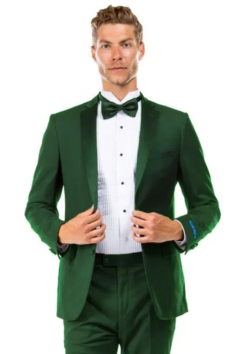Hunter Green Slim Fit Men's Tuxedo - Two Button for Wedding & Prom