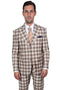 "Mens Stacy Adams Suit - Stacy Adams Suit Men's Bold Windowpane Plaid Vested Suit - Brown & Tan"