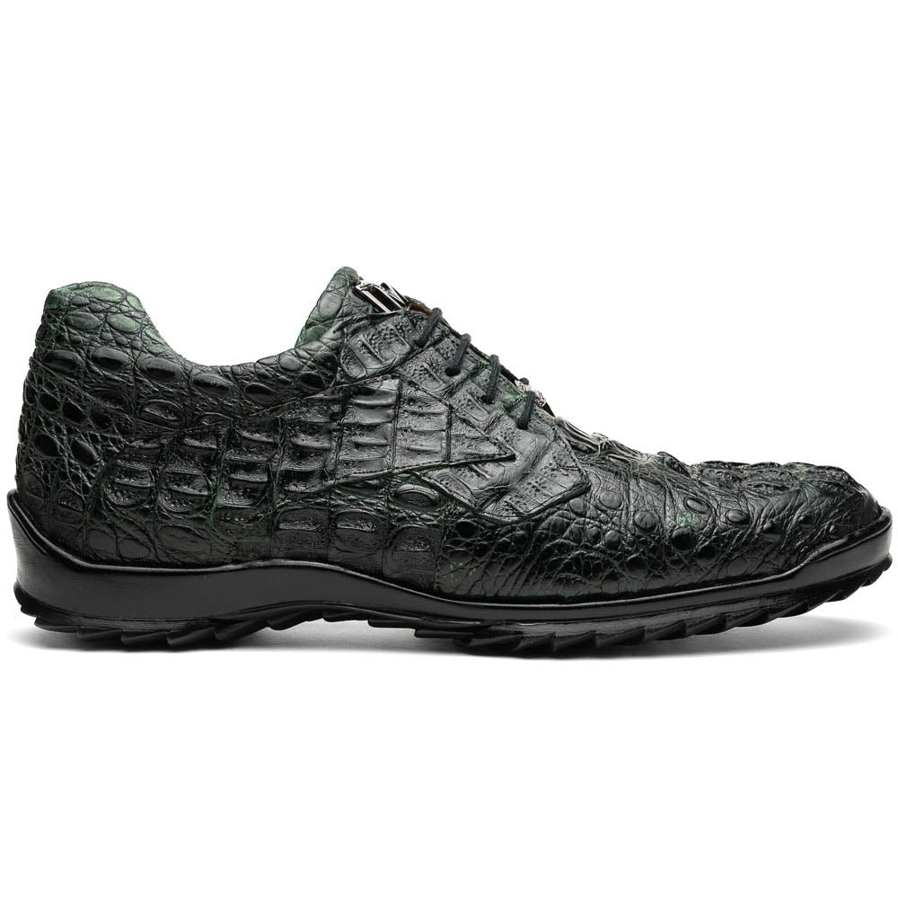 Marco Di Milano Kratos Men's Green Shoes Exotic Caiman Crocodile Sneakers - 7