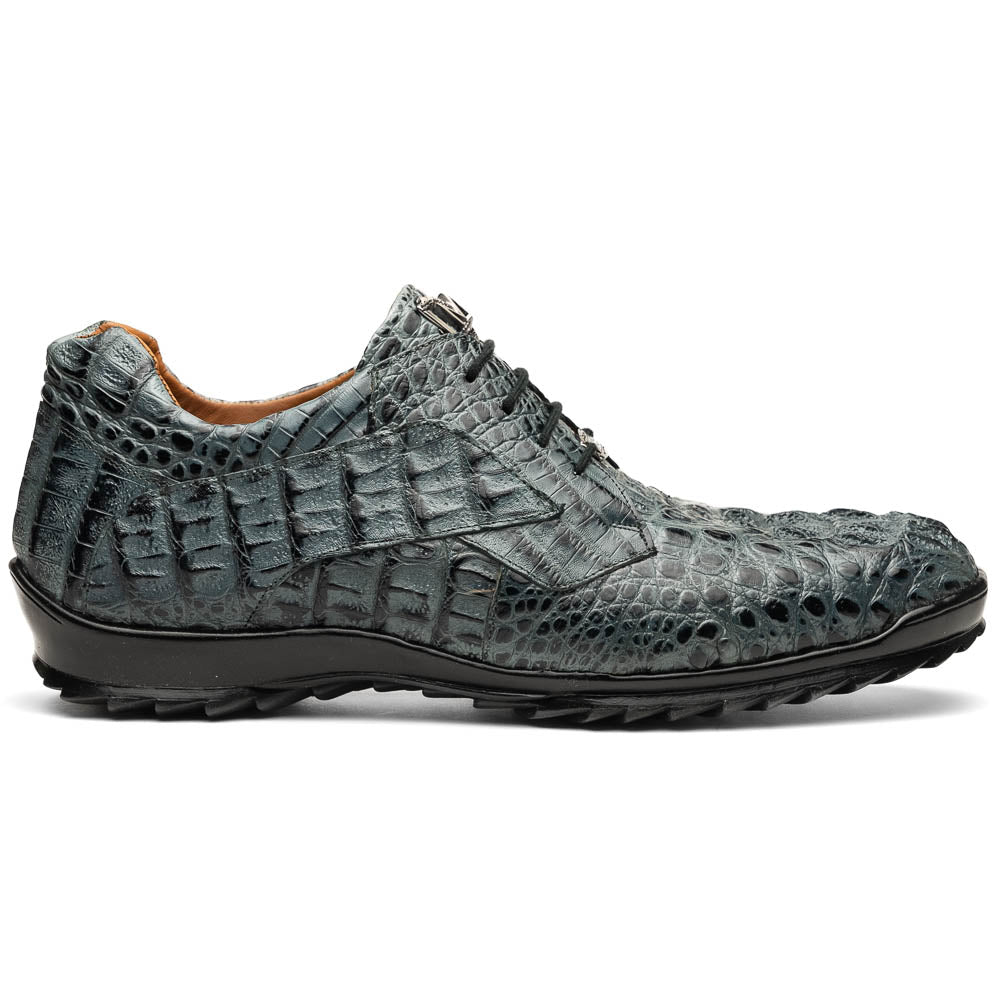 Marco Di Milano Kratos Men's Grey Shoes Exotic Caiman Crocodile Sneakers - 6