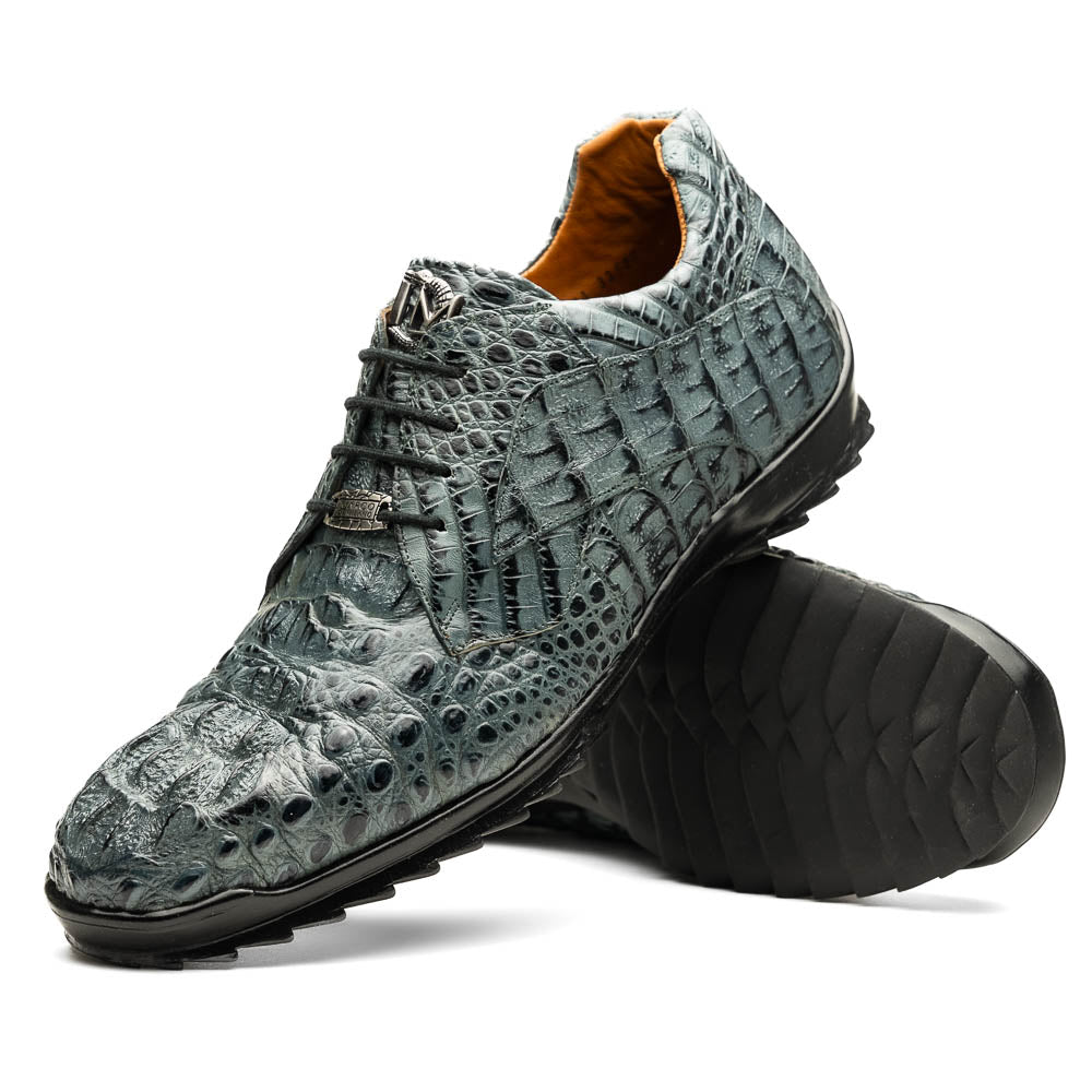 Marco Di Milano Kratos Men's Grey Shoes Exotic Caiman Crocodile Sneakers - 6