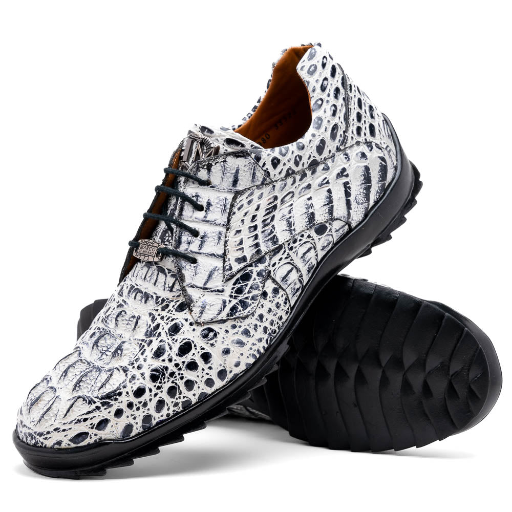 Marco Di Milano Kratos Men's Newspaper Shoes Exotic Caiman Crocodile Sneakers - 6