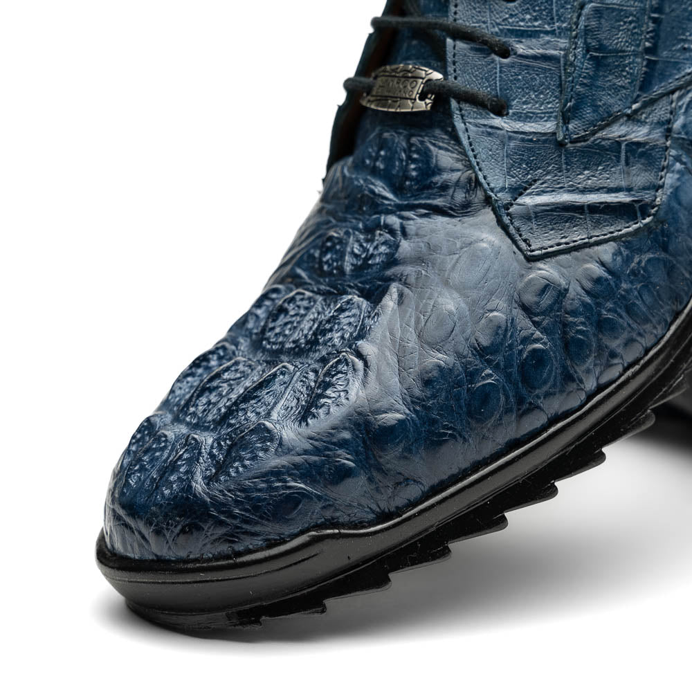 Marco Di Milano Kratos Men's Blue Jean Shoes Exotic Caiman Crocodile Sneakers - 7