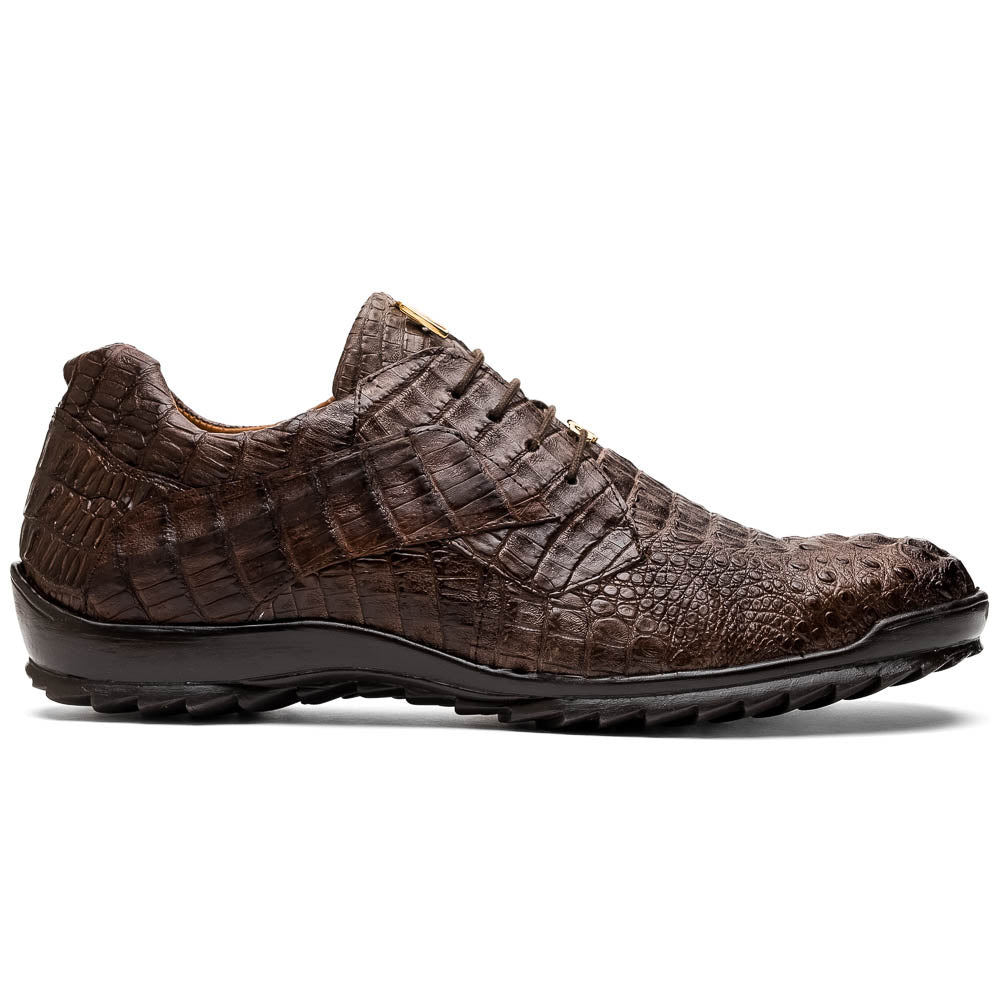 Marco Di Milano Kratos Men's  Brown Shoes Exotic Caiman Crocodile Sneakers - 6