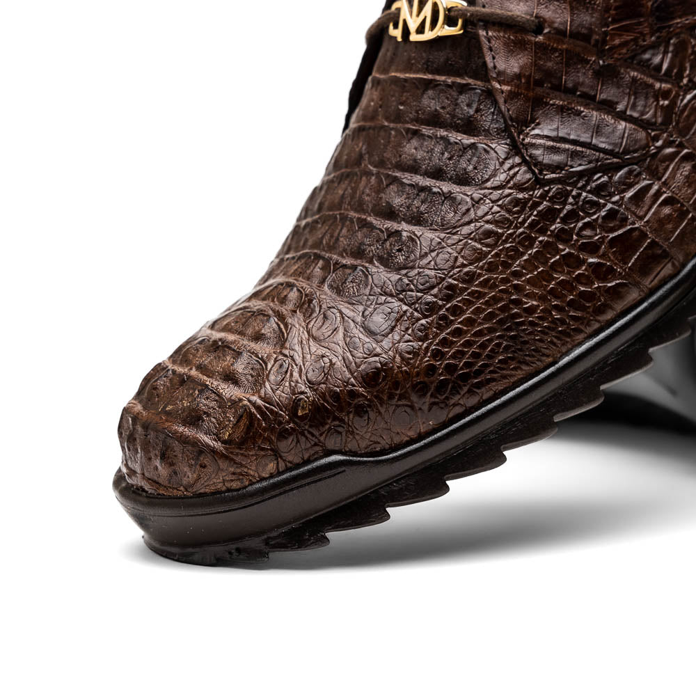 Marco Di Milano Kratos Men's  Brown Shoes Exotic Caiman Crocodile Sneakers - 7