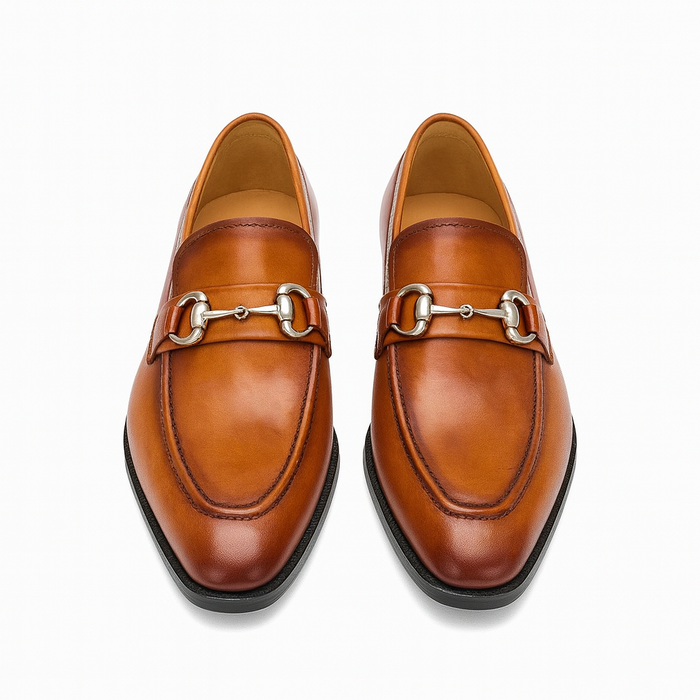 Carrucci Men's Burnished Signature Buckle Loafer