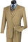 Mens Classic Fit Flat Front Vested Suit in Khaki