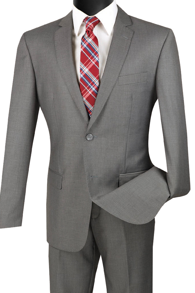 Mens 2 Button Wool Feel Slim Fit Suit in Grey - 36 Short