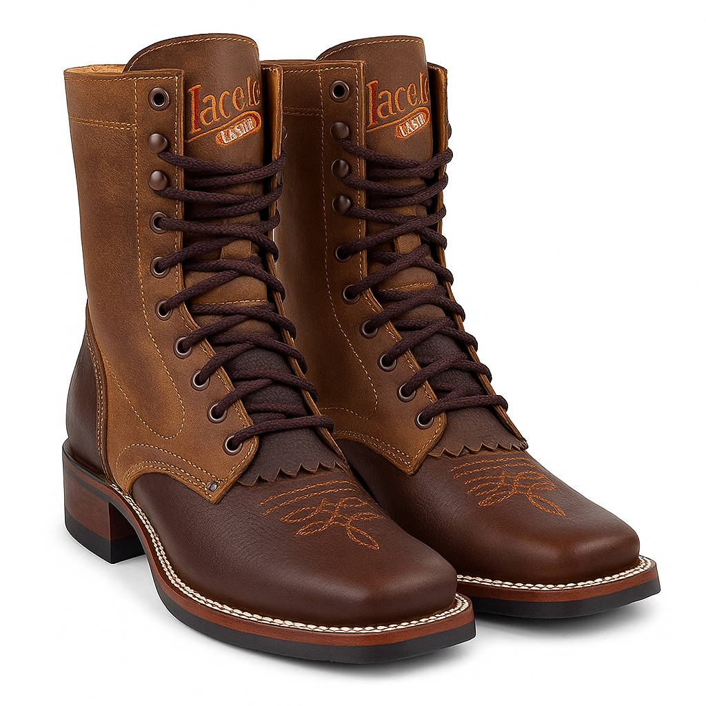 Lace Up Cowboy Boots - EE