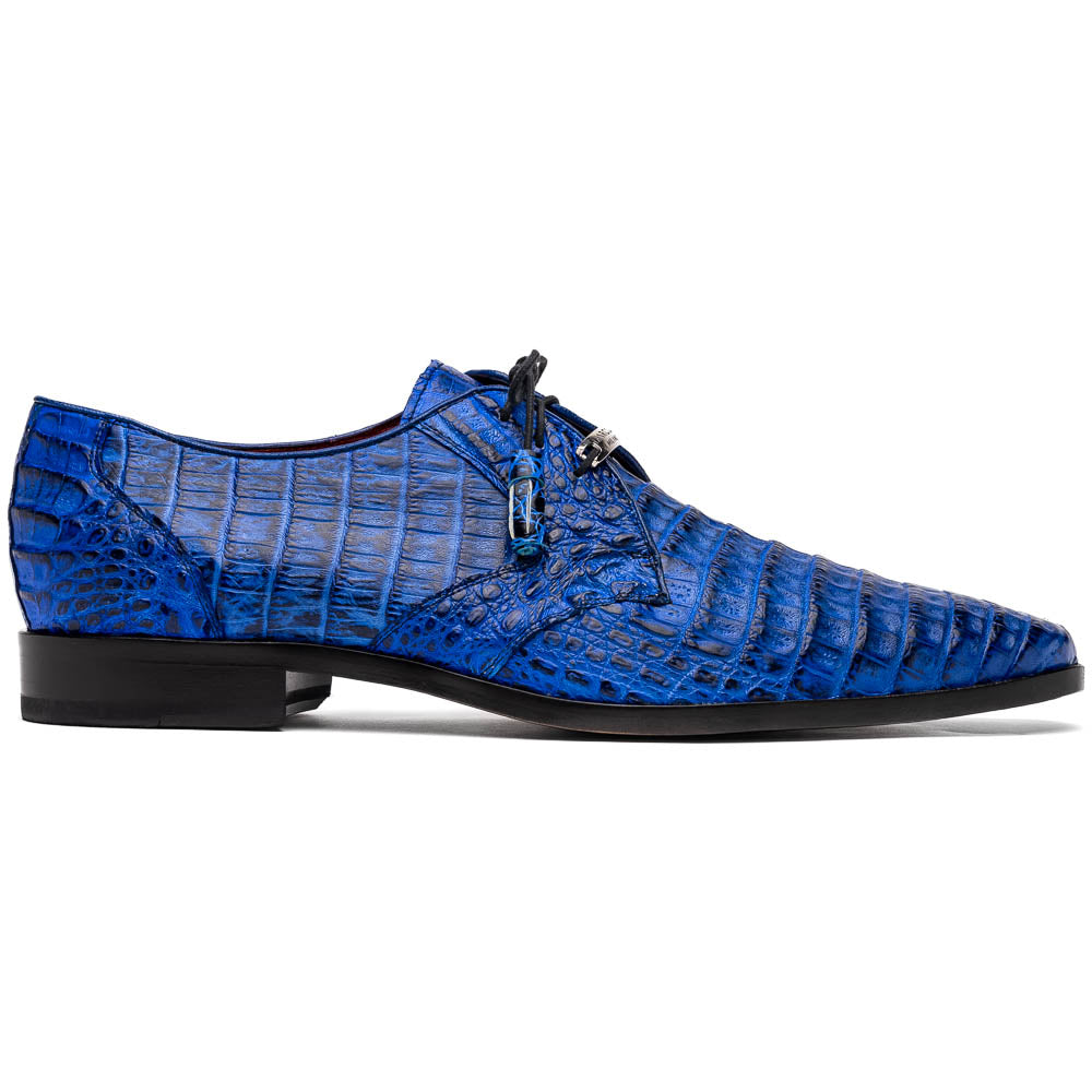 Marco Di Milano Lacio Electric Blue Caiman Crocodile Derby - 6