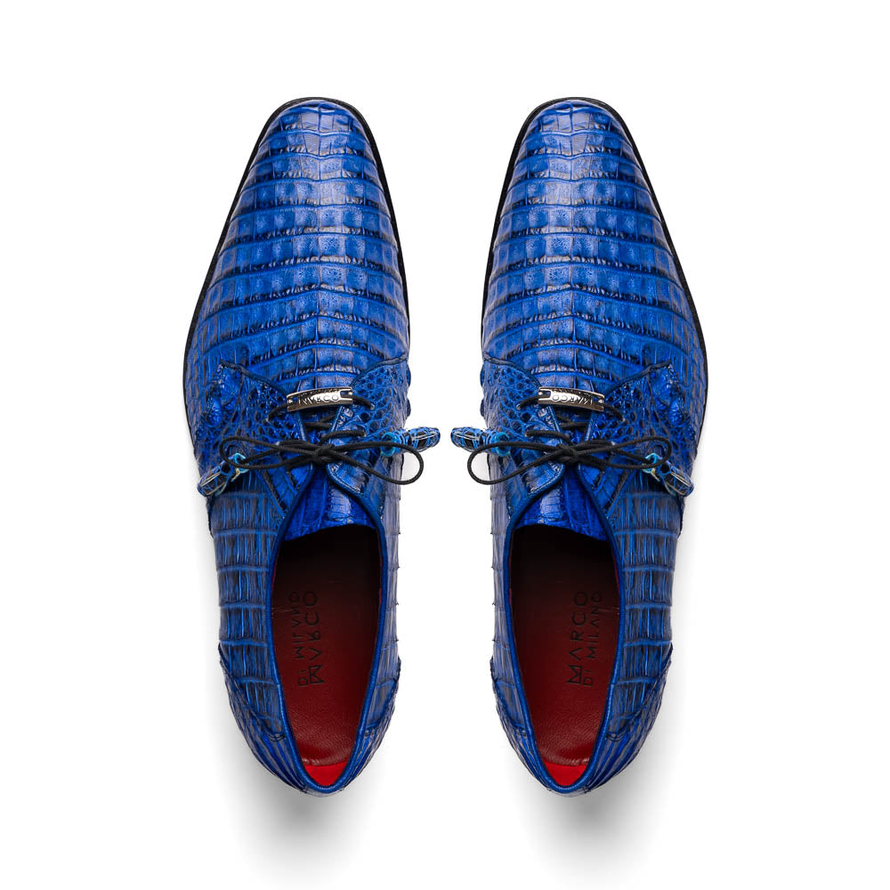 Marco Di Milano Lacio Electric Blue Caiman Crocodile Derby - 6