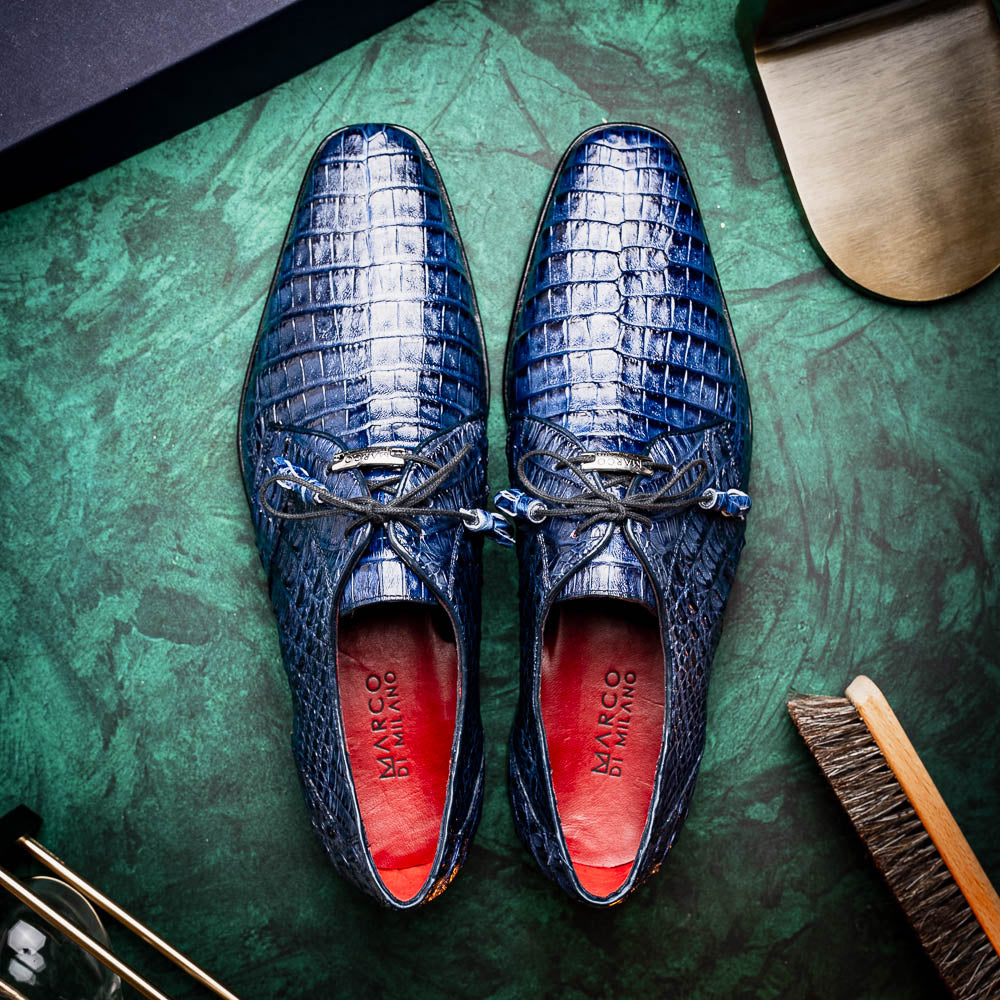 Marco Di Milano Lacio Navy Leather Dress Shoe - 14 USA