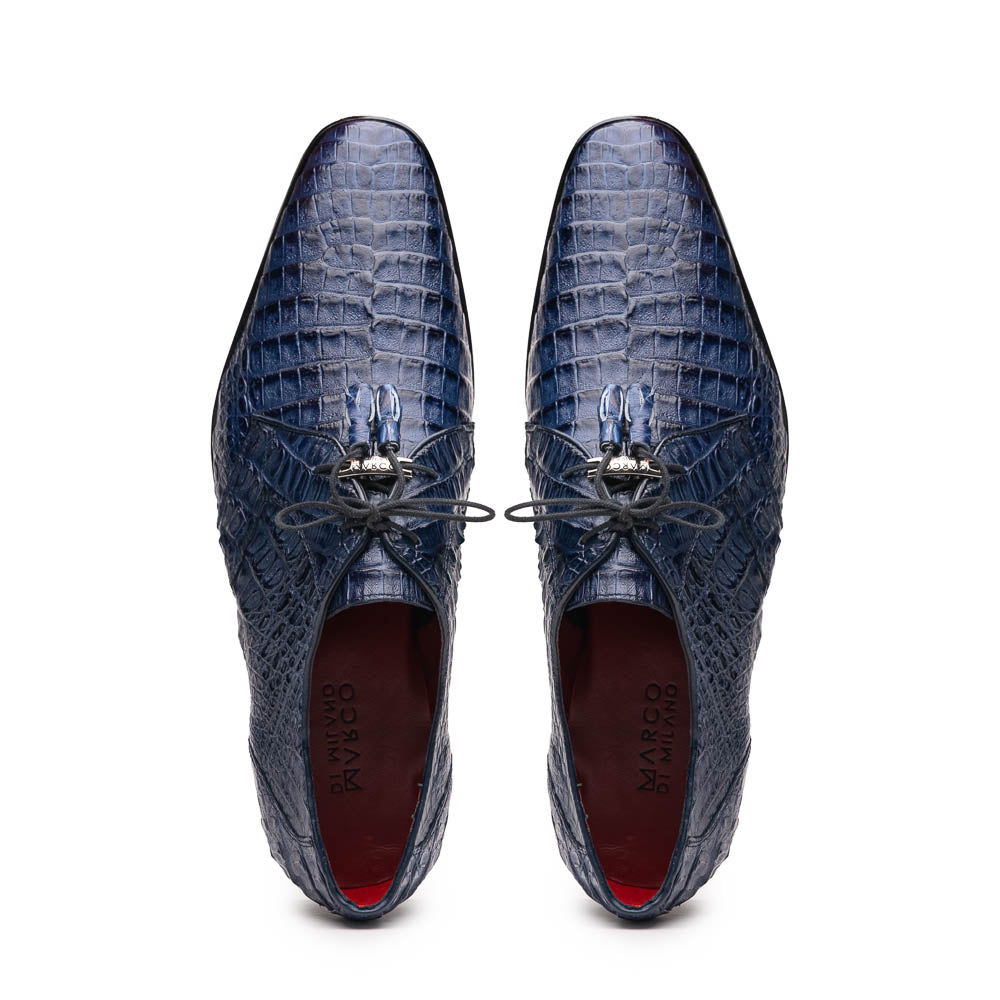Marco Di Milano Lacio Navy Caiman Crocodile Derby - 13