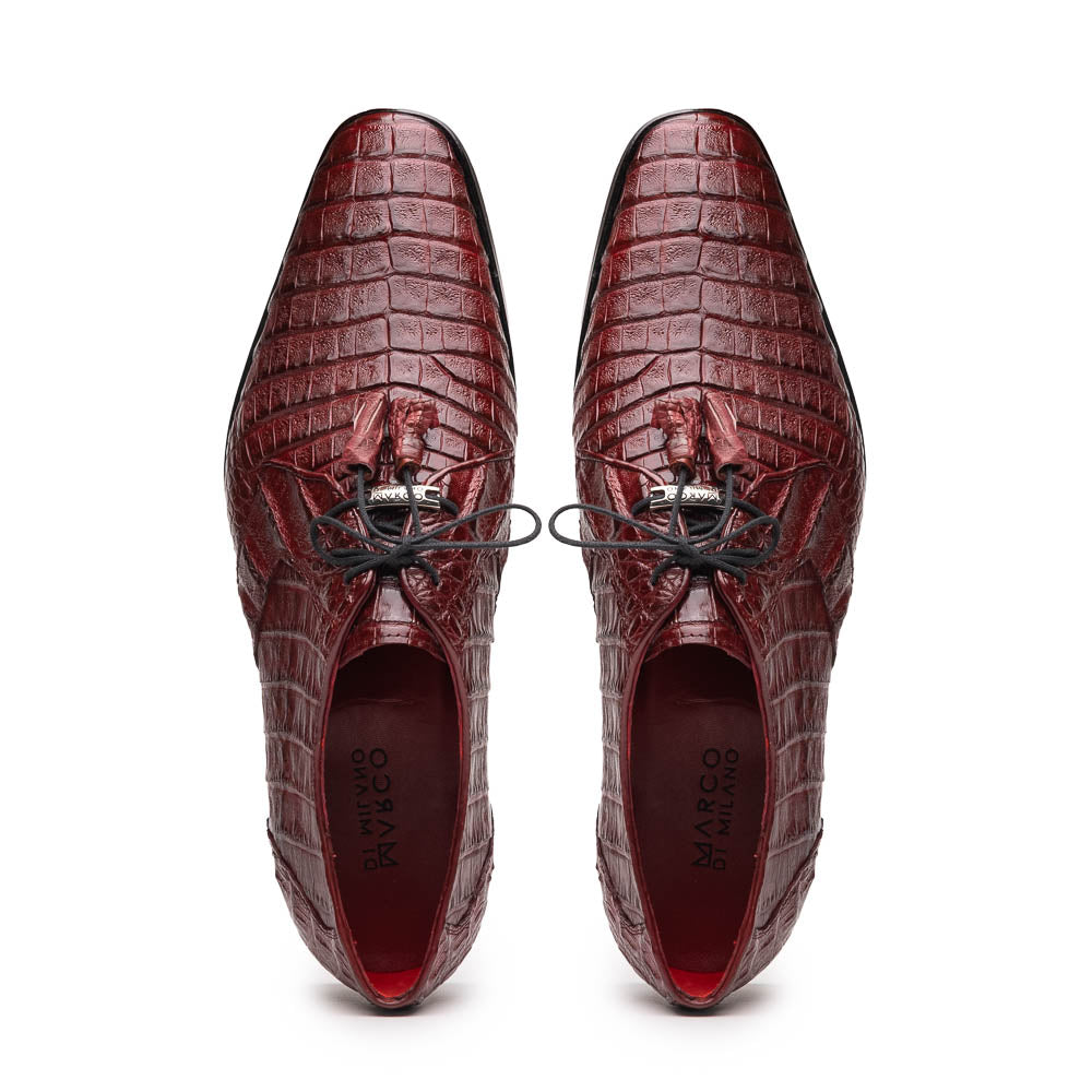 Marco Di Milano Lacio Wine Caiman Crocodile Derby - 8.5
