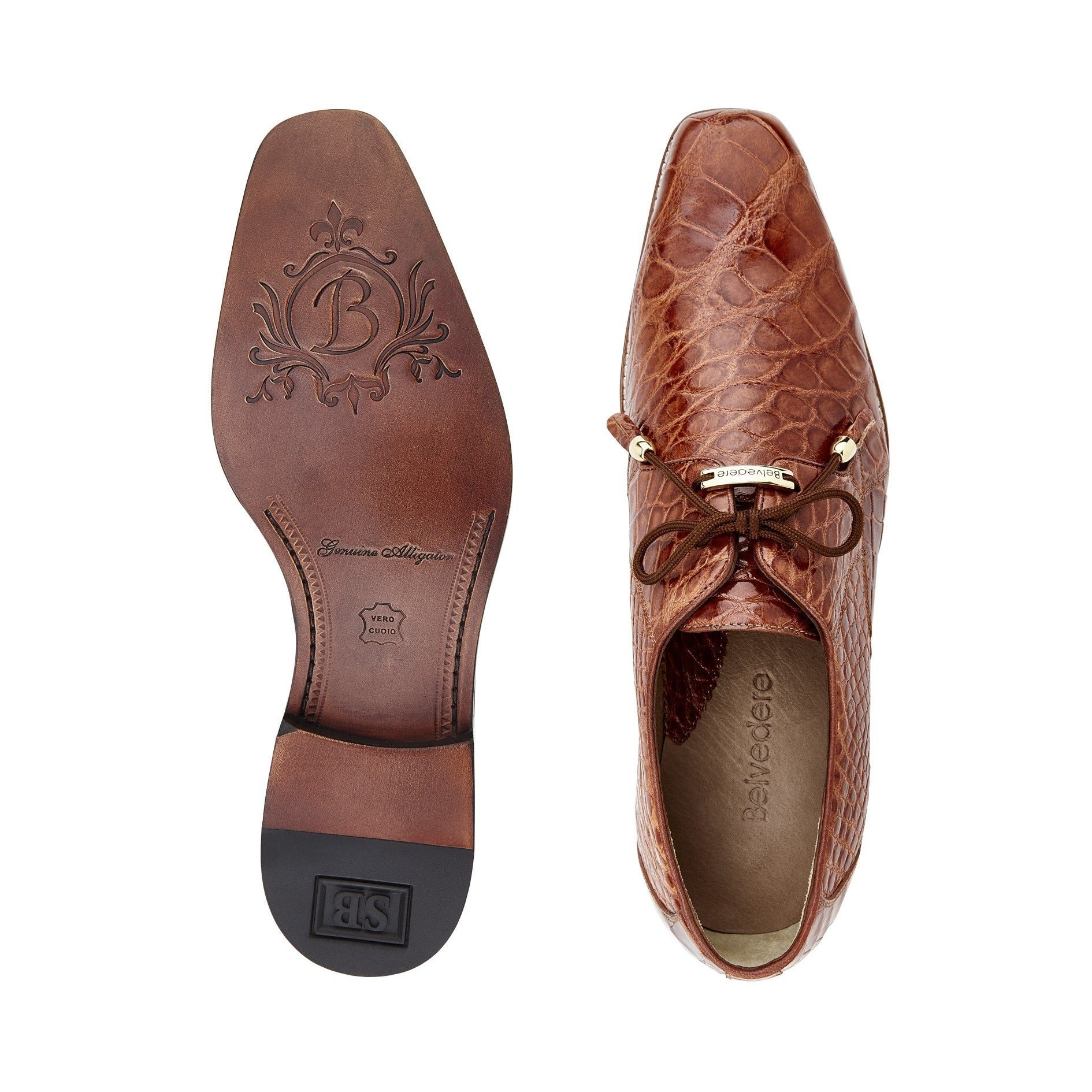 Belvedere Alligator Belt- Cognac - 9