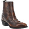 Men's Ostrich Print Leather Square Toe Boots - Dark Brown