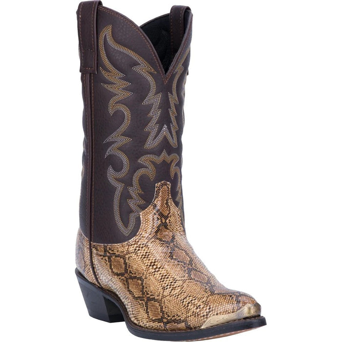 Laredo Men's Monty Snake Print Leather J-Toe Boots - Tan - 6D