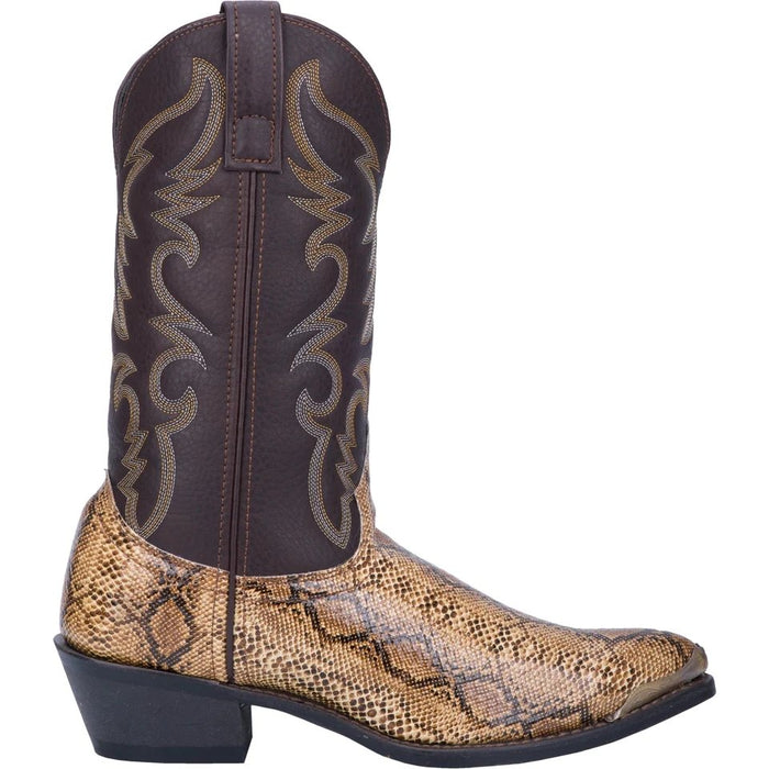 Laredo Men's Monty Snake Print Leather J-Toe Boots - Tan - 6D