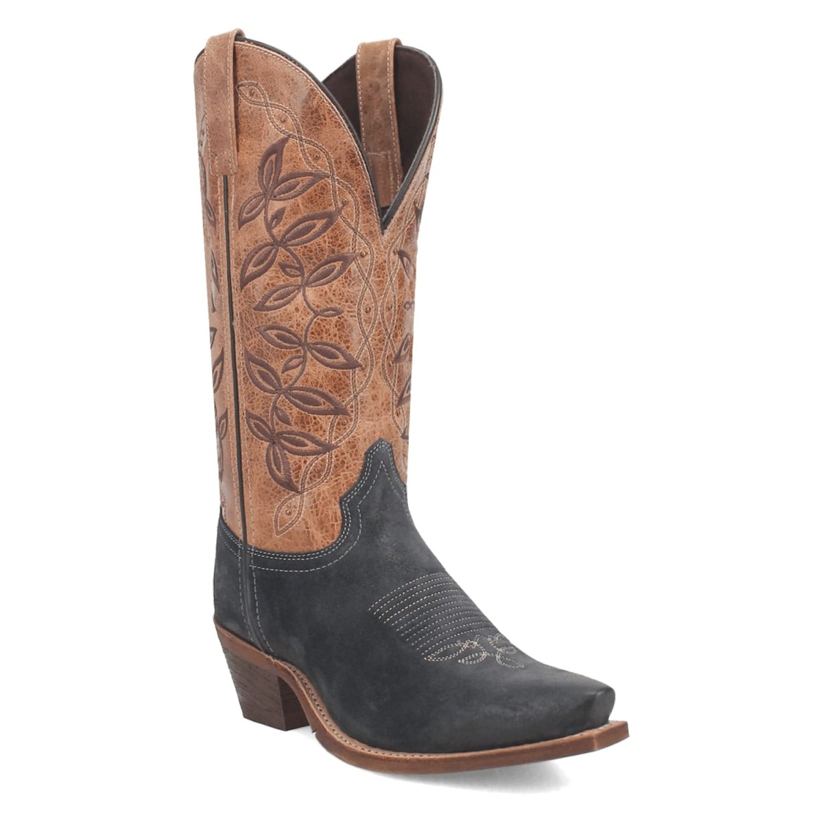 Laredo Women's Kama Snip Toe Leather Boots - Navy/Tan 20009 - 6M