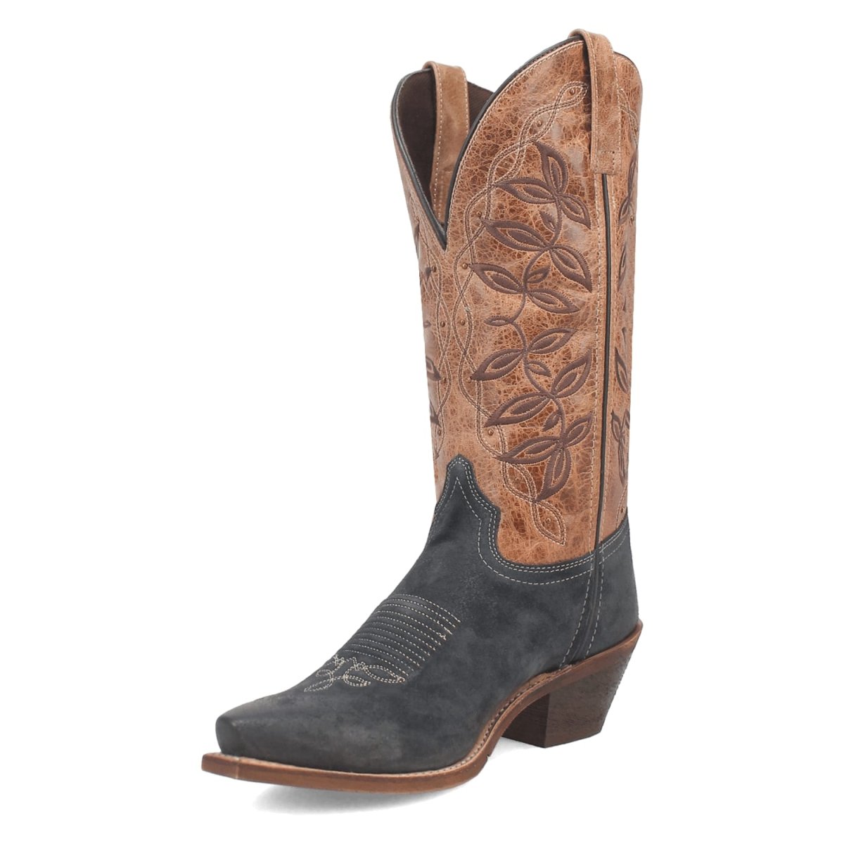 Laredo Women's Kama Snip Toe Leather Boots - Navy/Tan 20009 - 6M