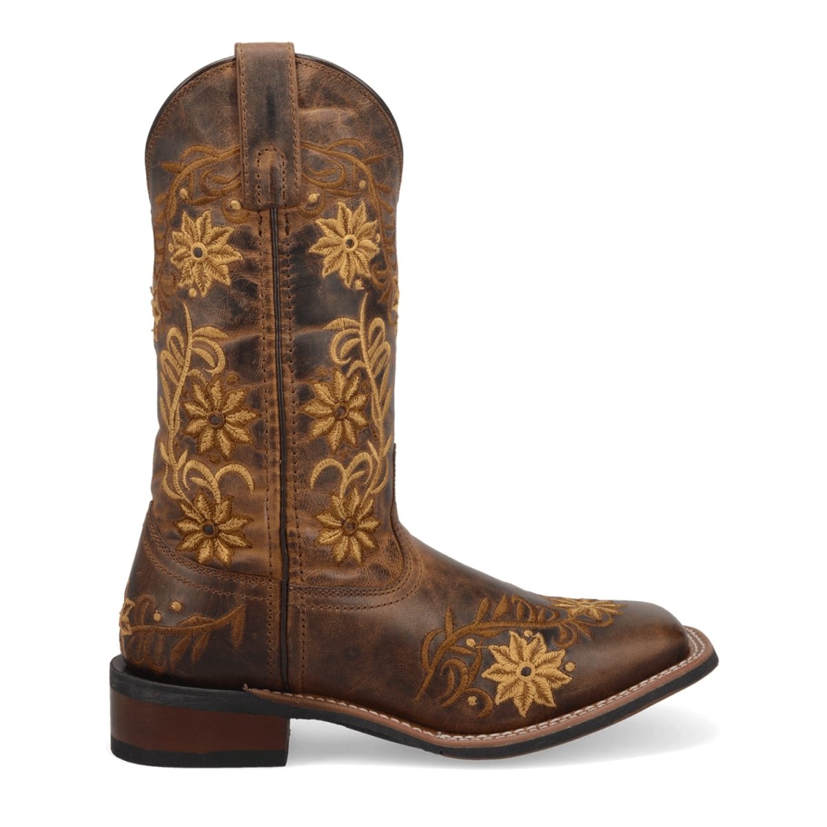 Laredo Women's Secret Garden Broad Square Toe Leather Boots - Brown 5822 - 6M