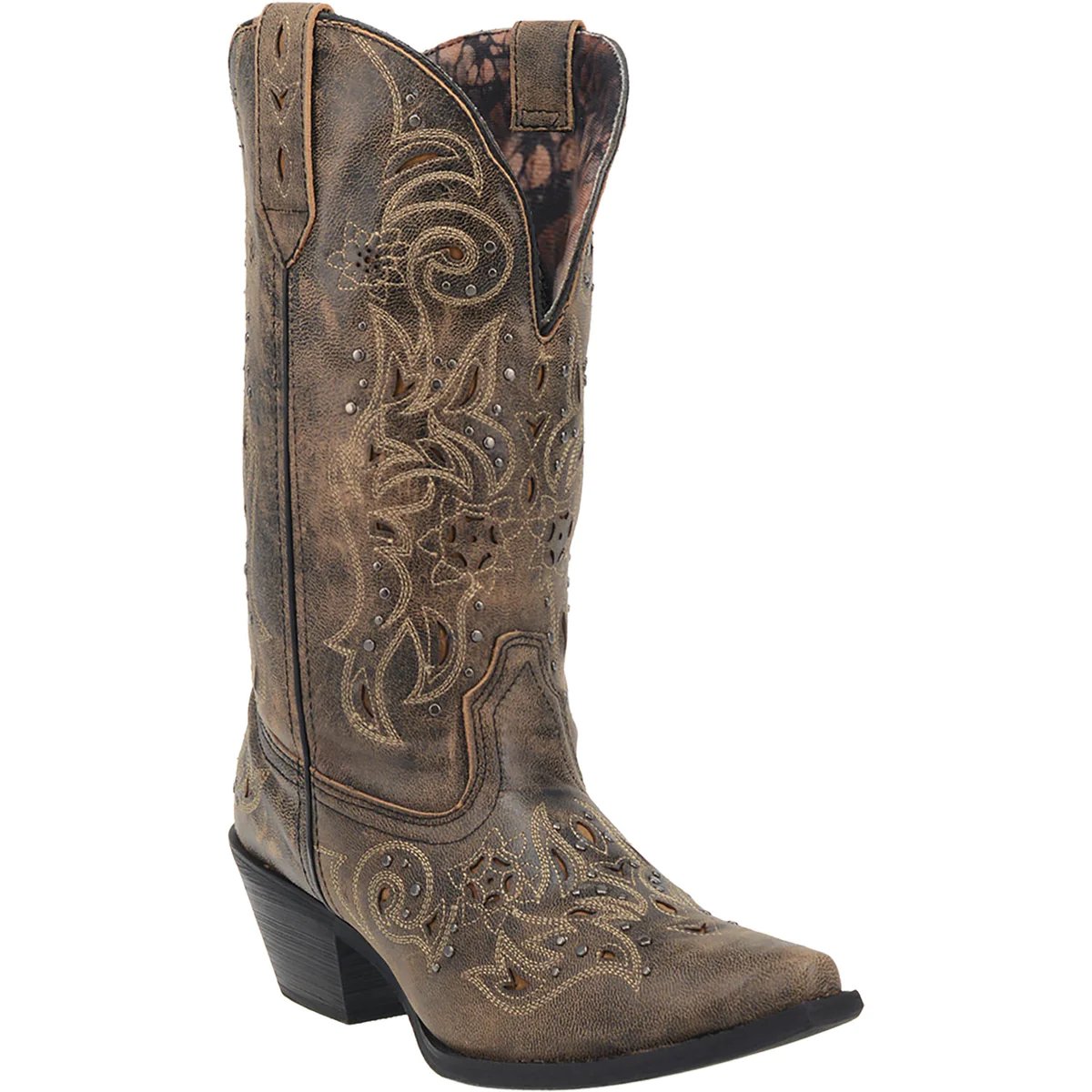 Laredo Women's Vanessa Wide Calf Leather Snip Toe Boots - Brown - 6M