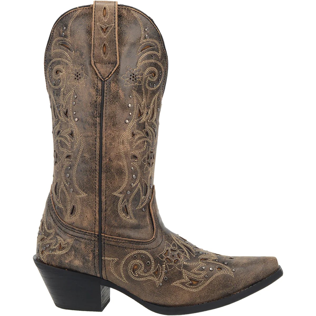 Laredo Women's Vanessa Wide Calf Leather Snip Toe Boots - Brown - 6M
