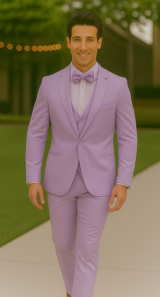 Lavender Satin Tuxedo Four Piece Set - Wedding - Prom