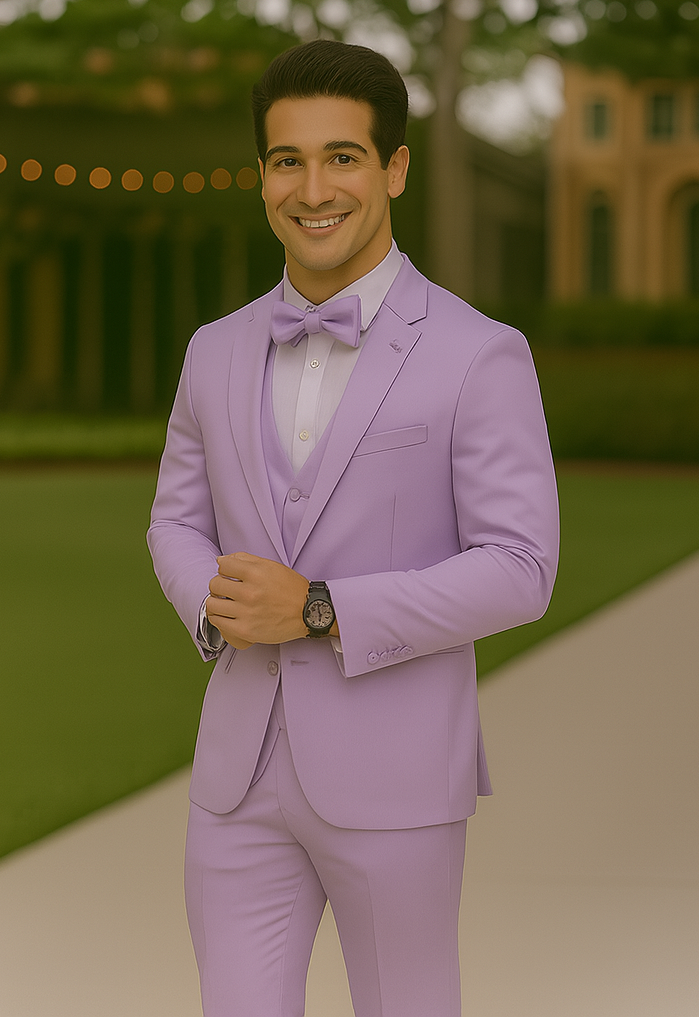 Lavender Satin Tuxedo Four Piece Set - Wedding - Prom - 34R Coat - 28 Waist