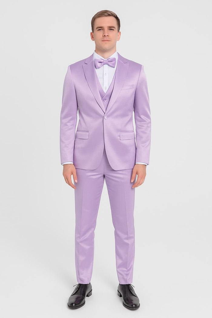 Lavender Satin Tuxedo Set â€“ 4-Piece Statement for Weddings & Proms