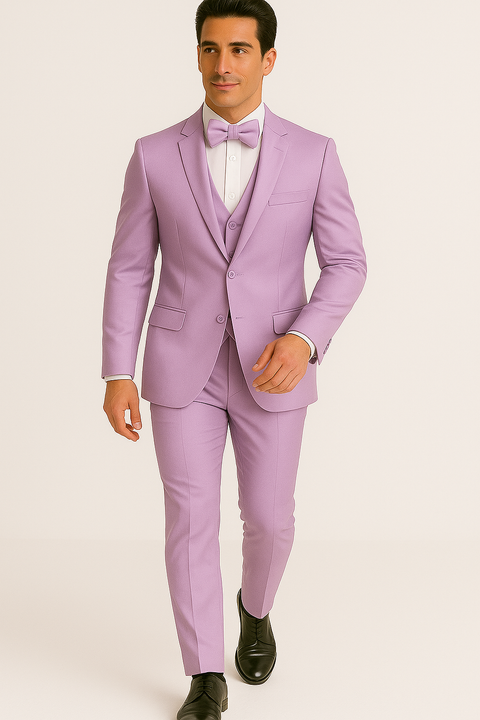 Lavender Satin Tuxedo Four Piece Set - Wedding - Prom