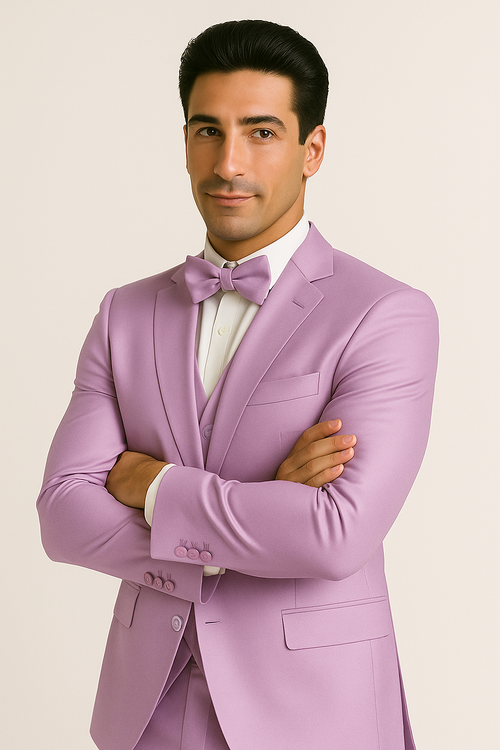 Lavender Satin Tuxedo Four Piece Set - Wedding - Prom