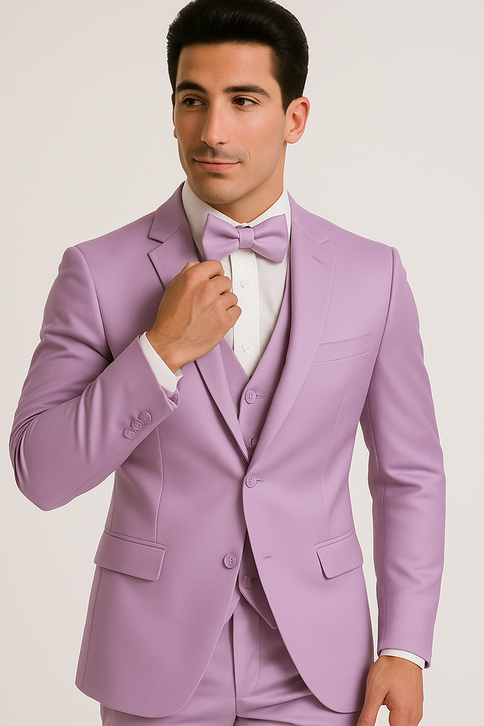 Lavender Satin Tuxedo Four Piece Set - Wedding - Prom