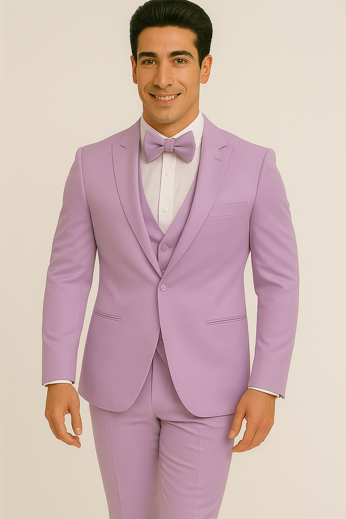 Lavender Satin Tuxedo Four Piece Set - Wedding - Prom