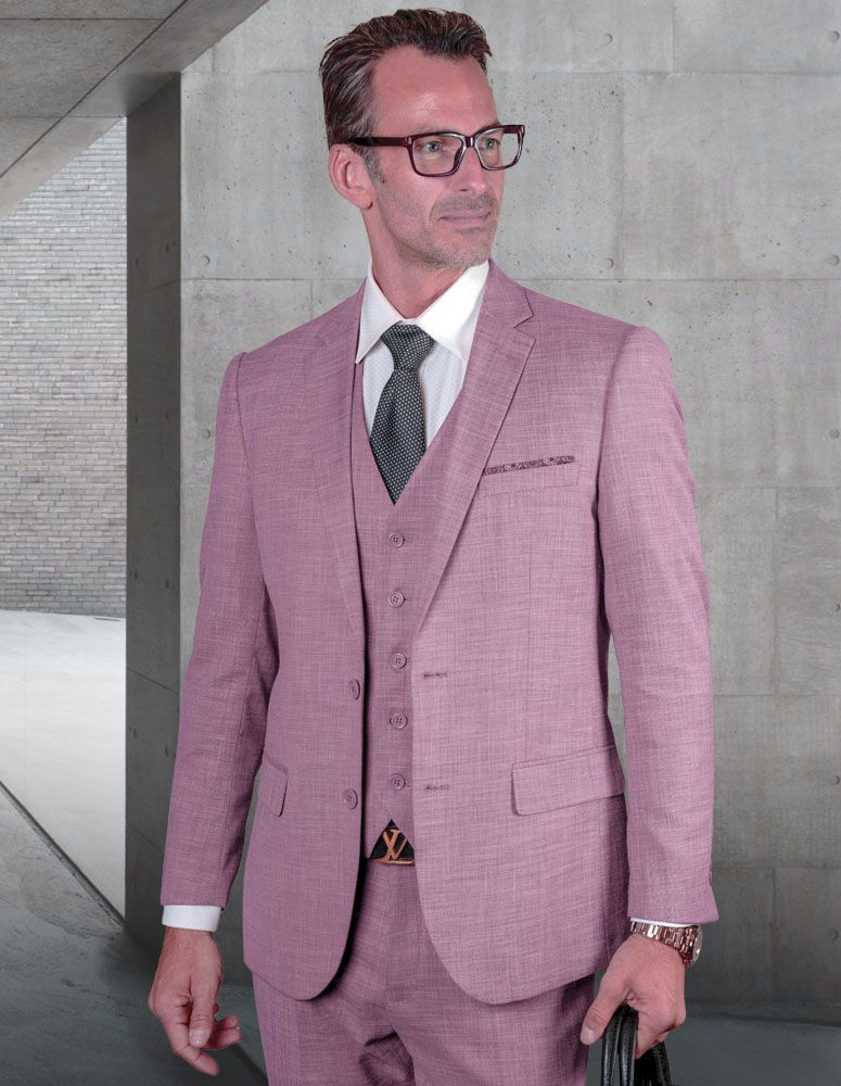 Mens 3 Piece 100% Wool Executive Suit Slim Fit Professional Look Statement - 38 Short Jacket+32 Waist Adjustable 28to34)(Height: 5 4 to5 7 )(Neck  15-16.5)S-M)