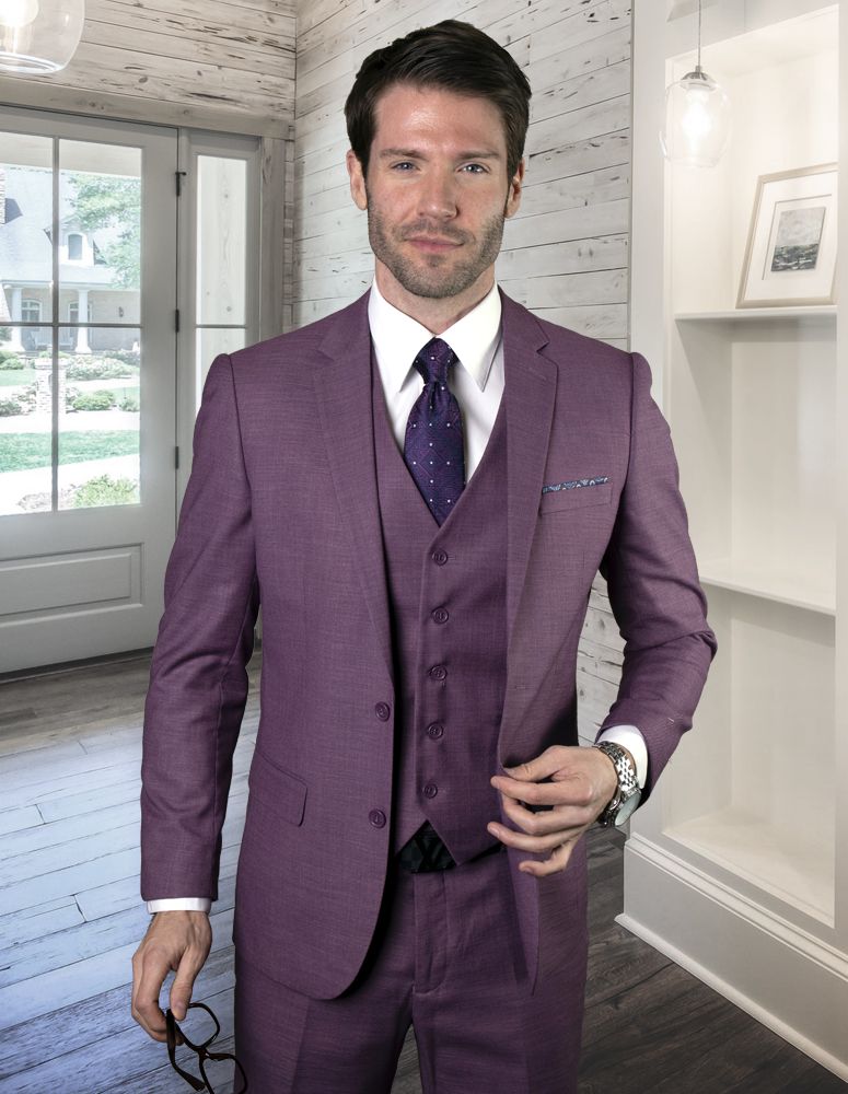 Mens 3 Piece 100% Wool Executive Suit Slim Fit Professional Look Statement - 38 Short Jacket+32 Waist Adjustable 28to34)(Height: 5 4 to5 7 )(Neck  15-16.5)S-M)