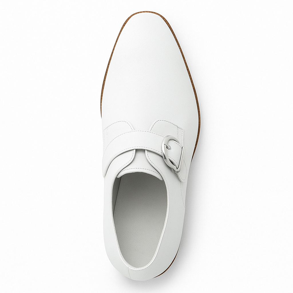 Mens Carrucci Classic Leather Fade Single D-Buckle Monk Strap Dress Shoe in Chestnut - 7