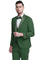 "Men's Hunter Green Prom 2025 & Wedding Tuxedo - One Button Vested with Floral Peak Lapel"