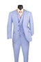 Light Blue Modern Fit 3-Piece Suit with Lapel Vest & Adjustable Pants