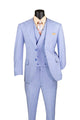 Light Blue Modern Fit 3-Piece Suit with Lapel Vest & Adjustable Pants