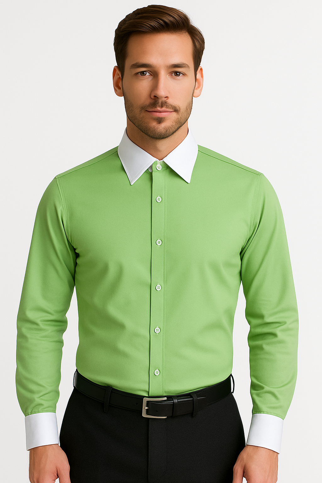 Classic Stylish Fashionable -White Collar Two Toned Contrast white collars Multi-color Men's Dress Shirt